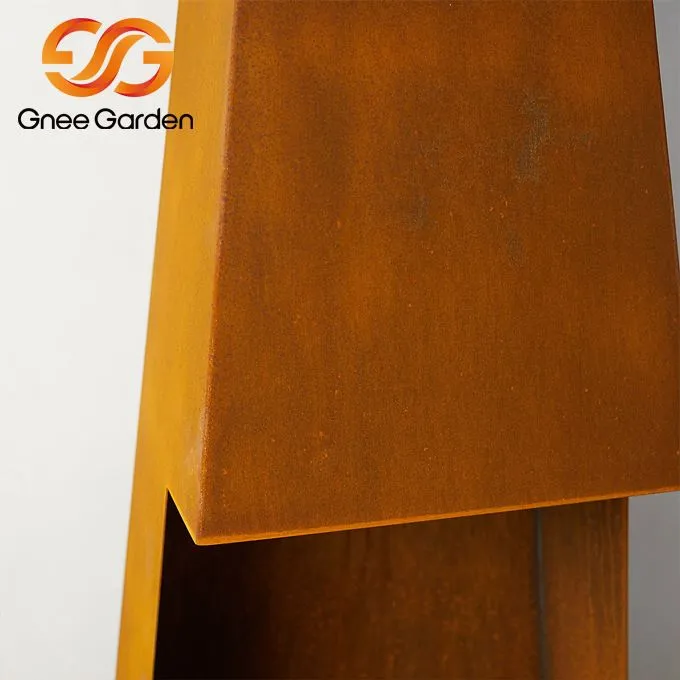 Camino in acciaio corten a legna