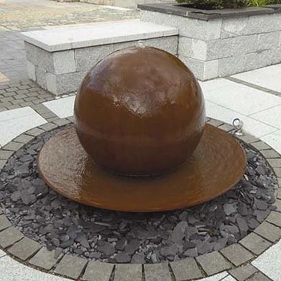 Corten Steel Sphere Water Feature