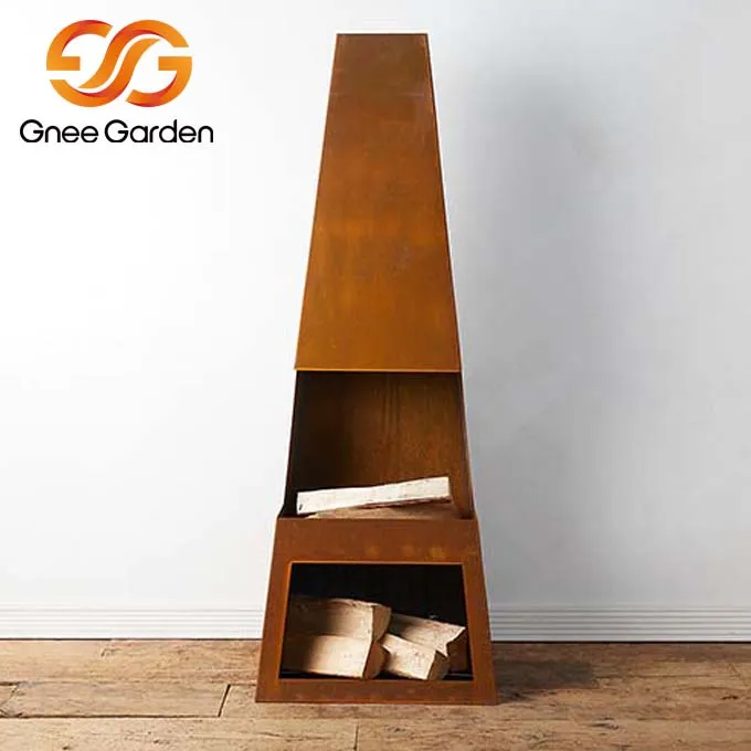 Camino arrugginito da esterno indipendente in acciaio corten