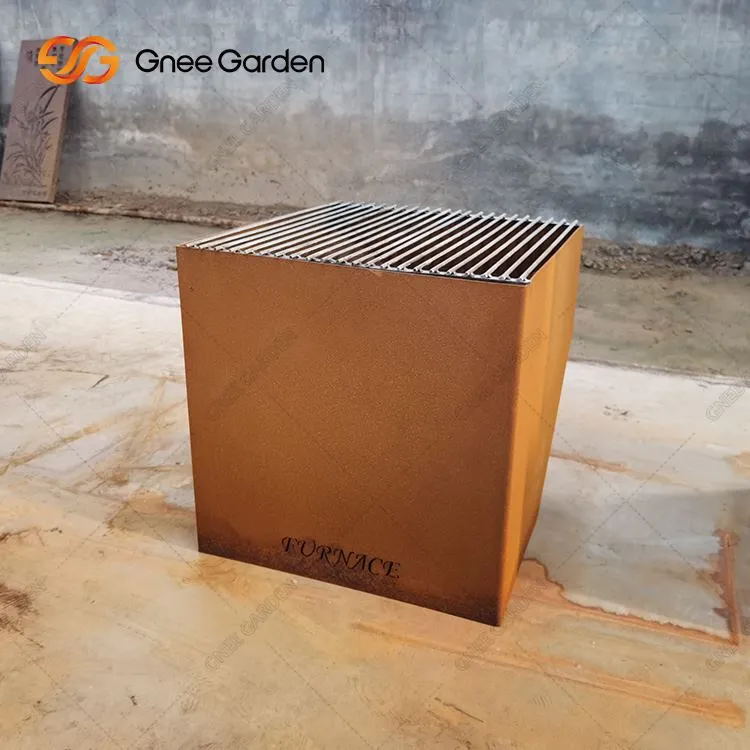 Braciere da esterno in acciaio Corten a legna